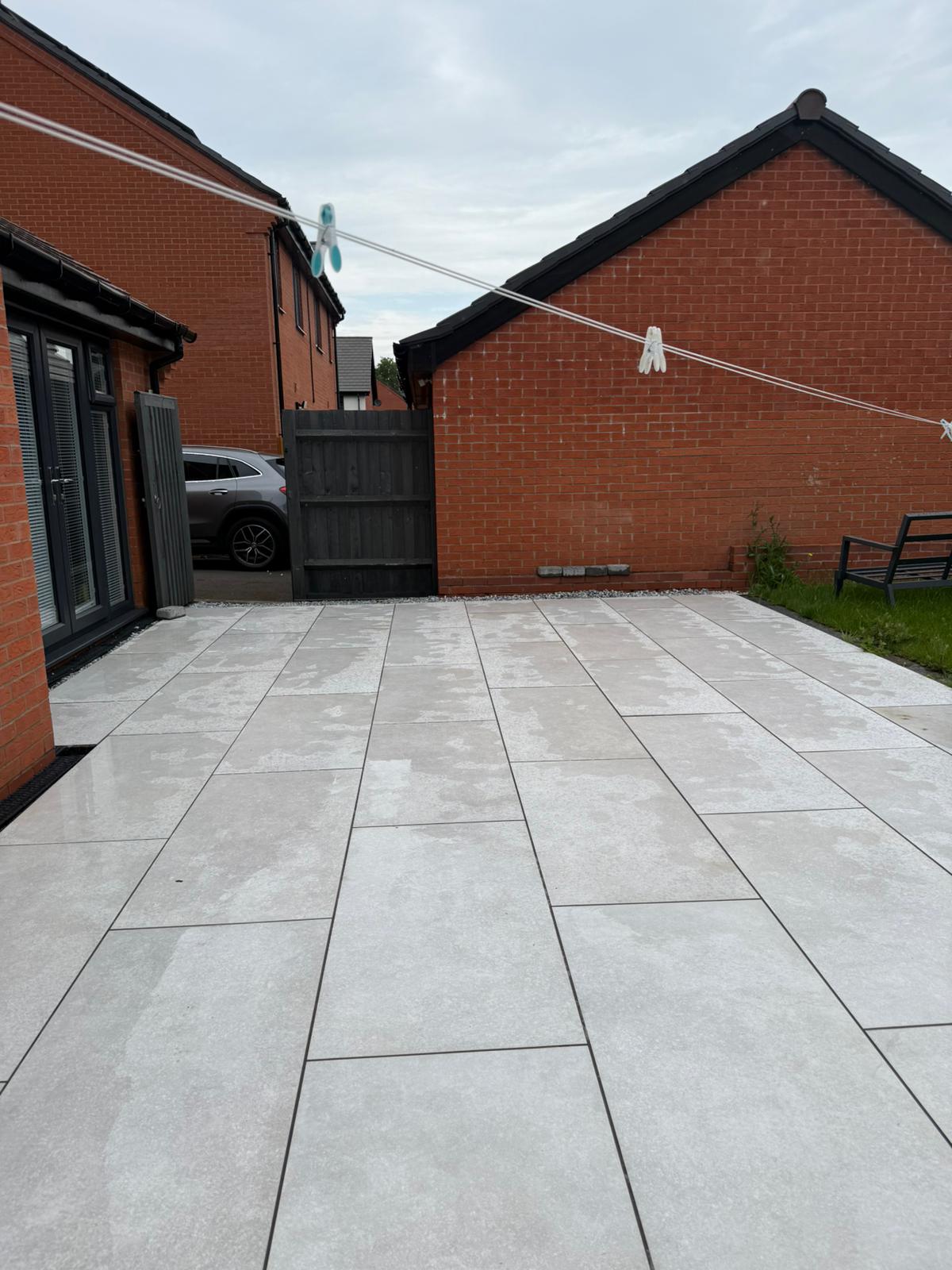 Garden concrete slabs clean and jet washed
