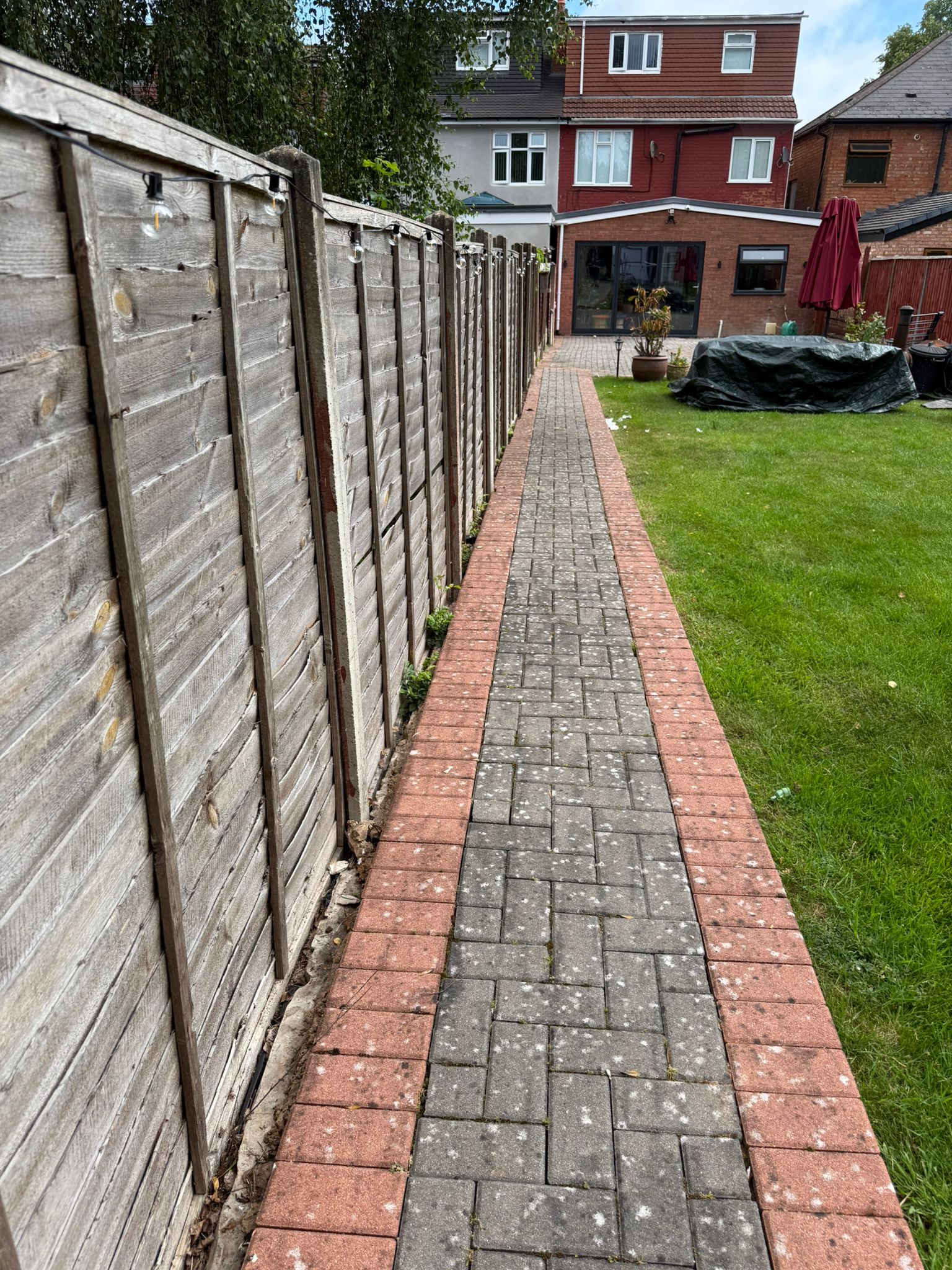 stained side pathway in garden